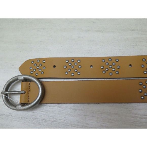 LUCKY BRAND WOMENS SZ M/L COGNAC BROWN LEATHER SILVER TONED STUDDED BELT $60+ - Picture 6 of 9